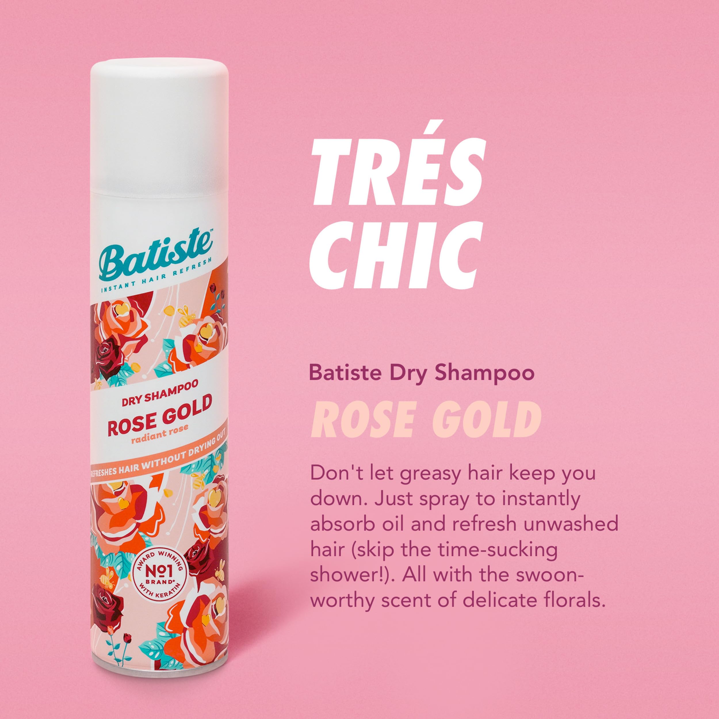Batiste Rose Gold texture and volume for fuller looking hair.