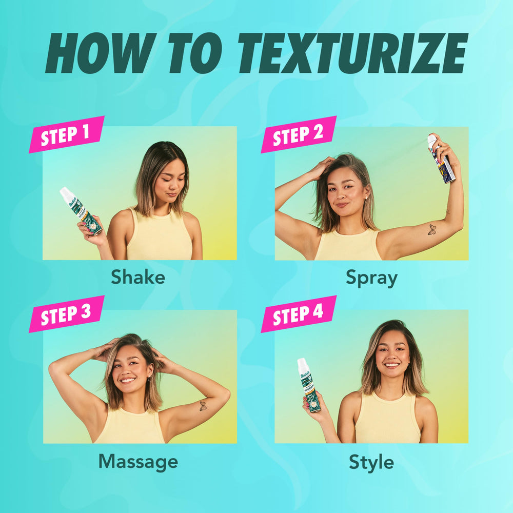 Batiste Texturizing Dry Shampoo removes oil to refresh between washes.