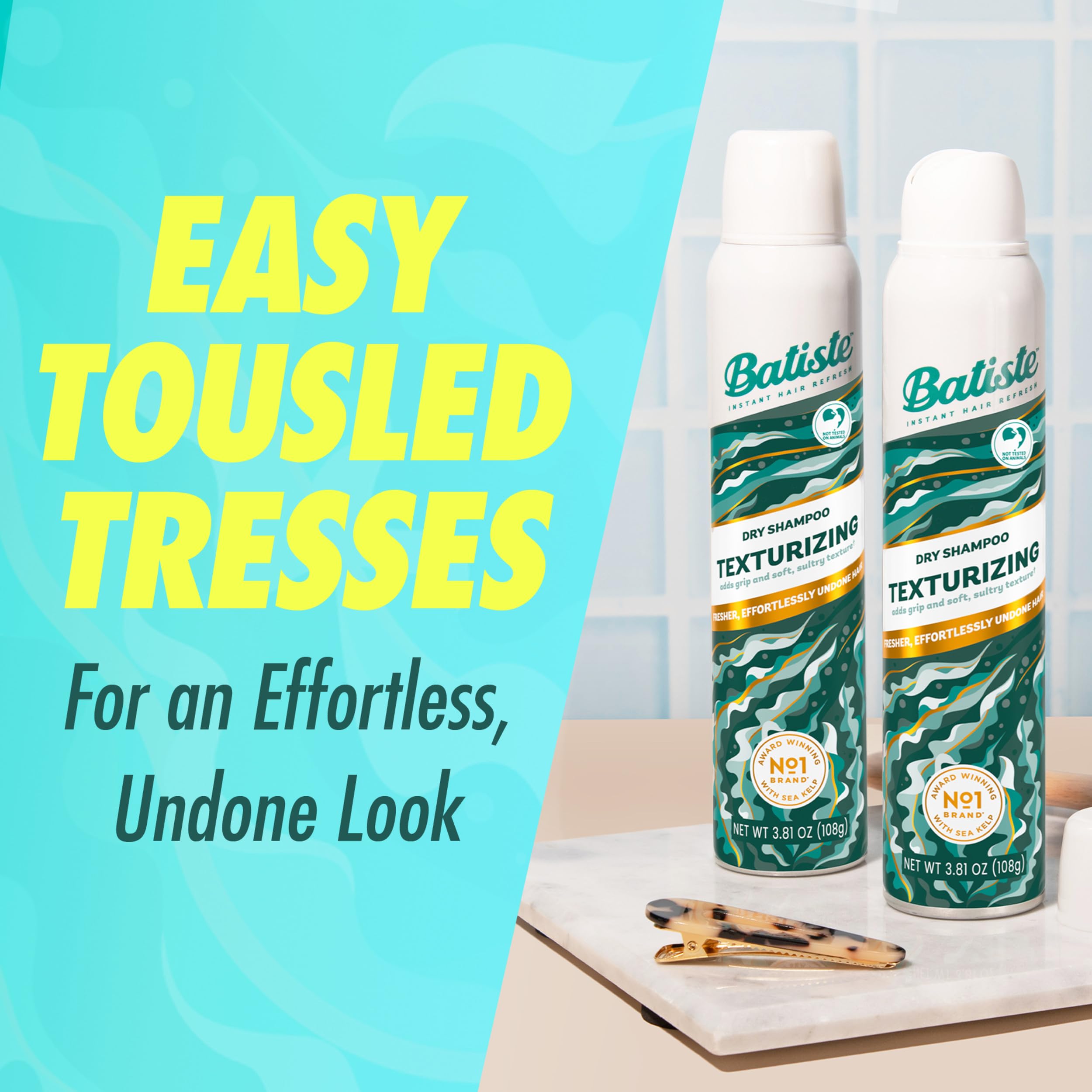 Batiste Texturizing Dry Shampoo uses rice starch to absorb oil for clean-looking hair.