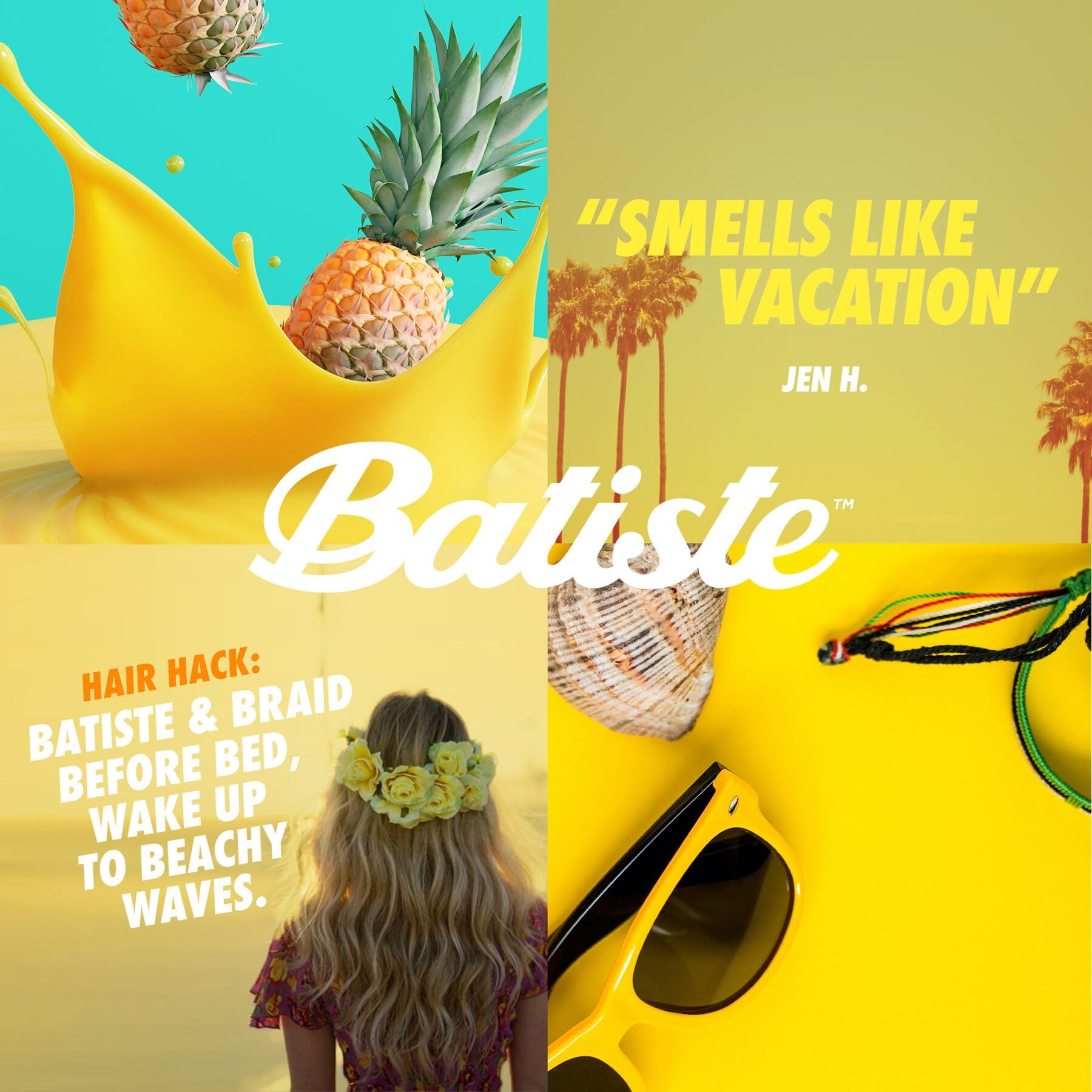 Hair with added texture and volume after using Batiste Tropical Dry Shampoo.