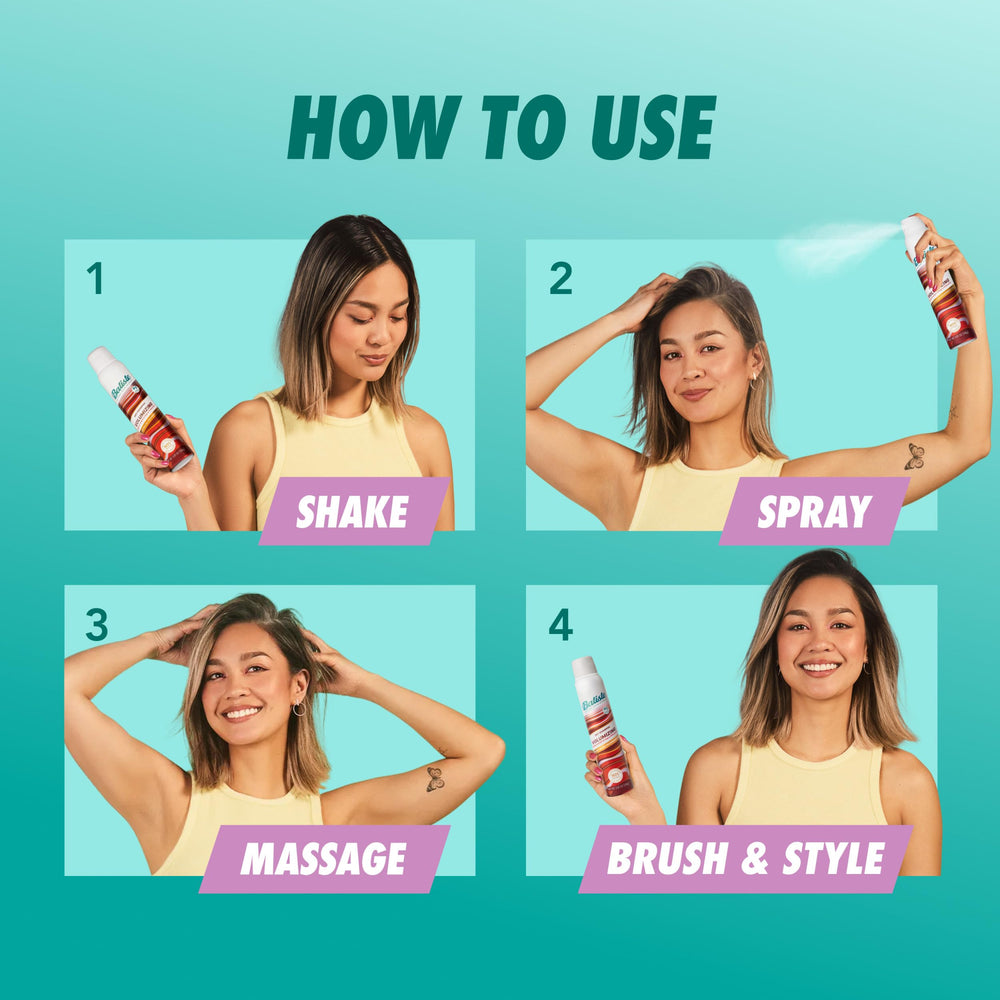 Batiste Volumizing Dry Shampoo scent blend of grapefruit rose amber