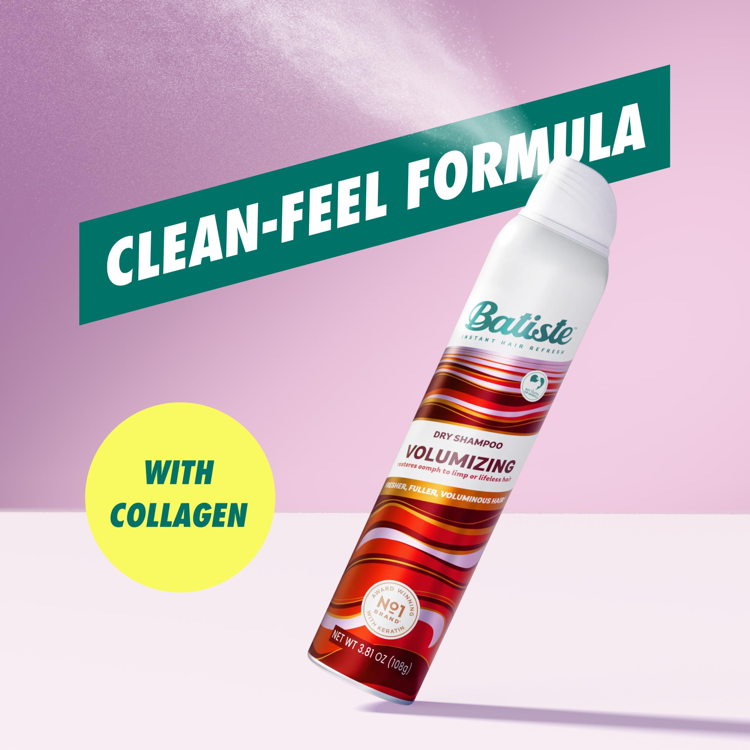 Batiste Volumizing Dry Shampoo no-water formula keeps hair clean quickly