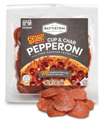 Battistoni Cup & Char Spicy Pepperoni cups on pizza deliver juicy centers and crispy edges