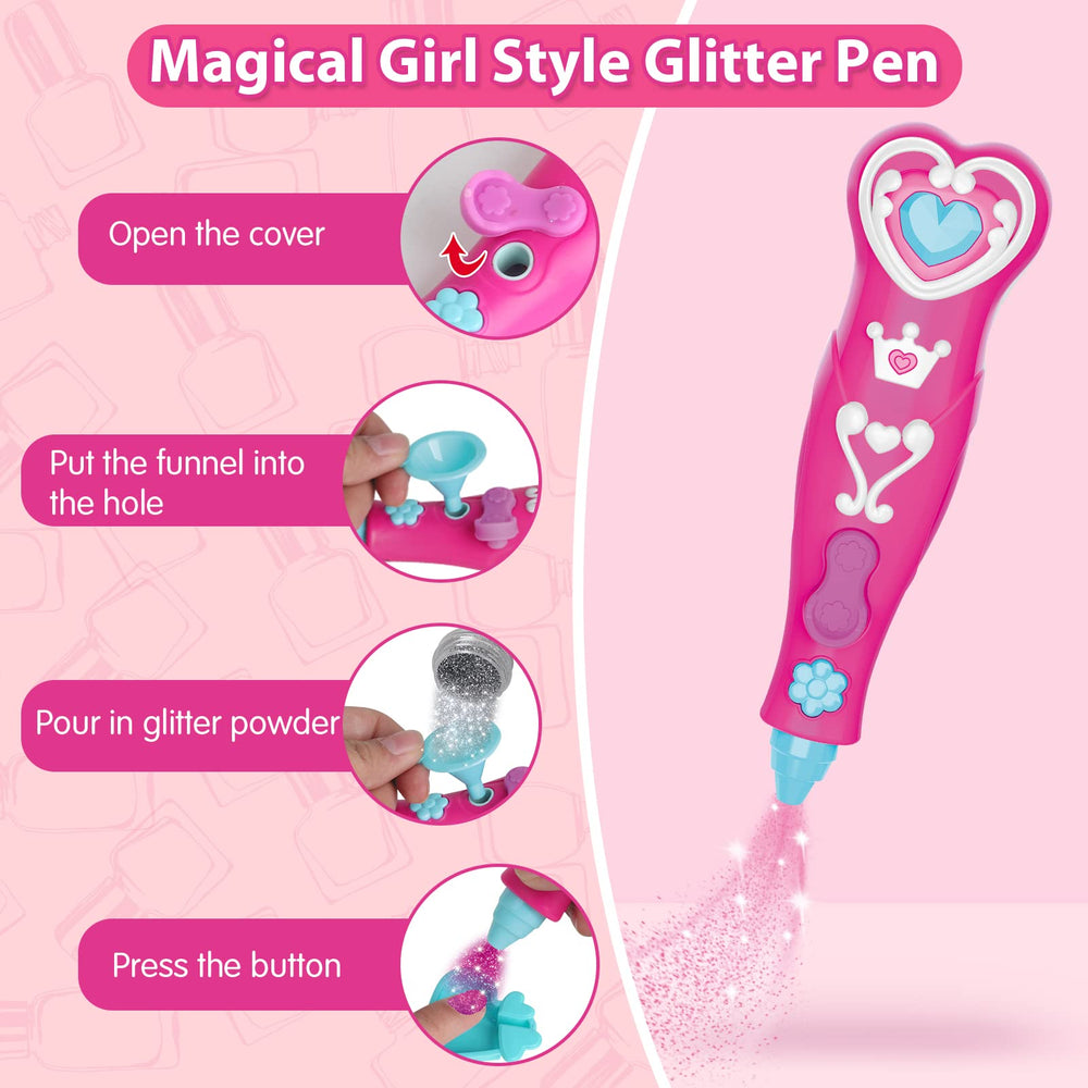BATTOP glitter-pen adds sparkling color with easy application.