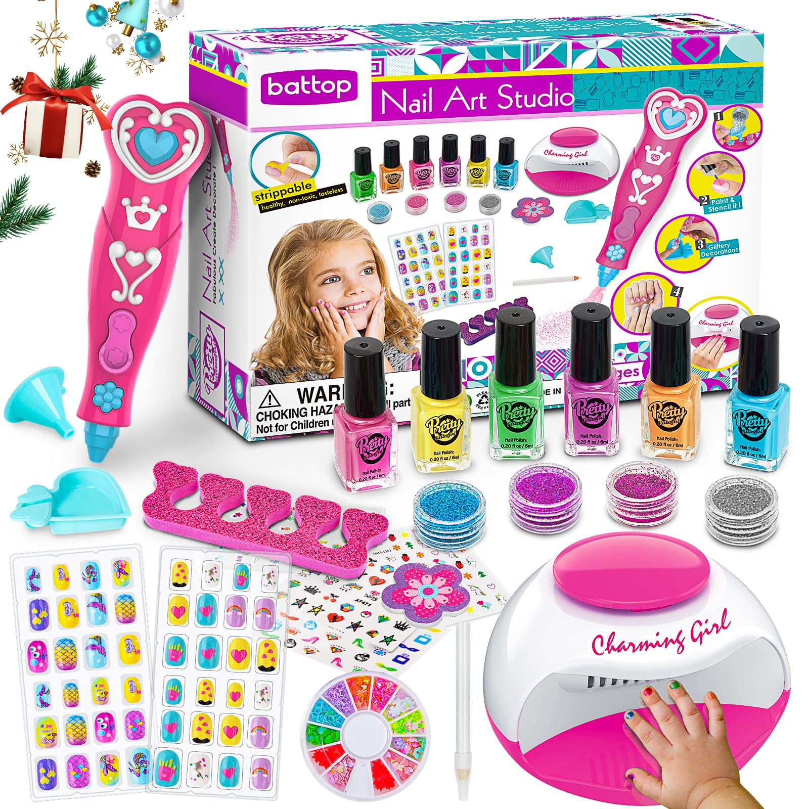 BATTOP kids nail-art-kit pack with tools for creative at-home manicures.