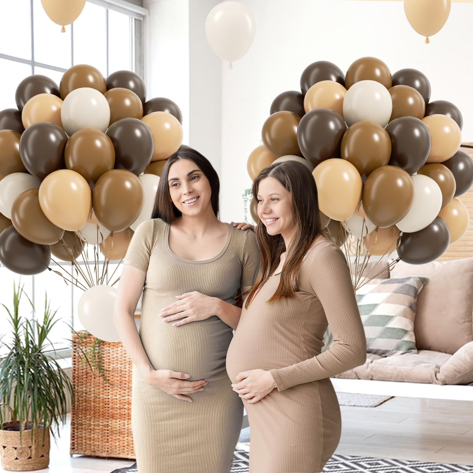 BAUANOOY balloon arrangement backdrop with neutral tones