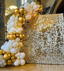 BAUANOOY balloon garland arch kit with gold balloons creates a stunning backdrop.