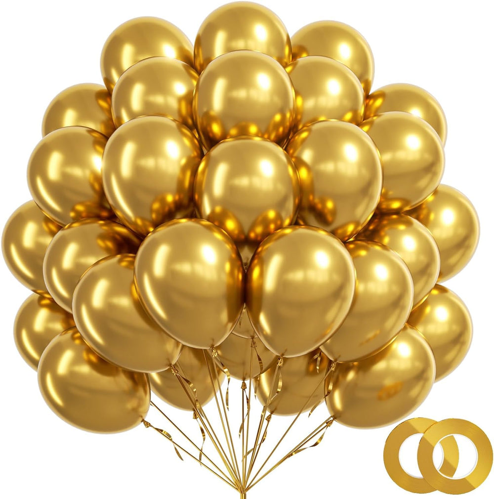 BAUANOOY 12-inch gold balloons for vibrant birthday decor and photo-worthy moments.