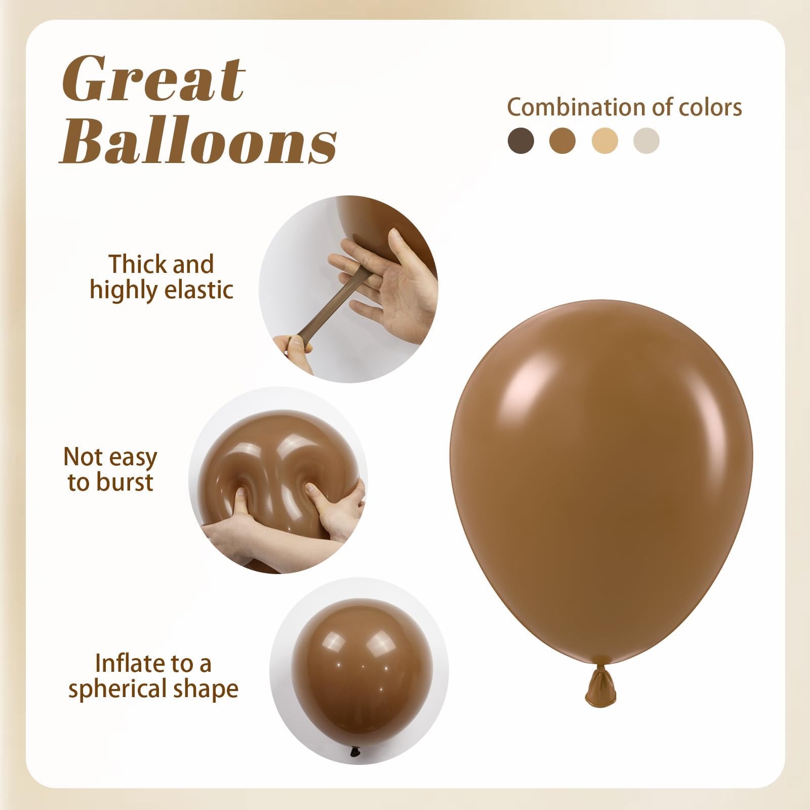 BAUANOOY nude 12-inch balloons for warm neutral accents