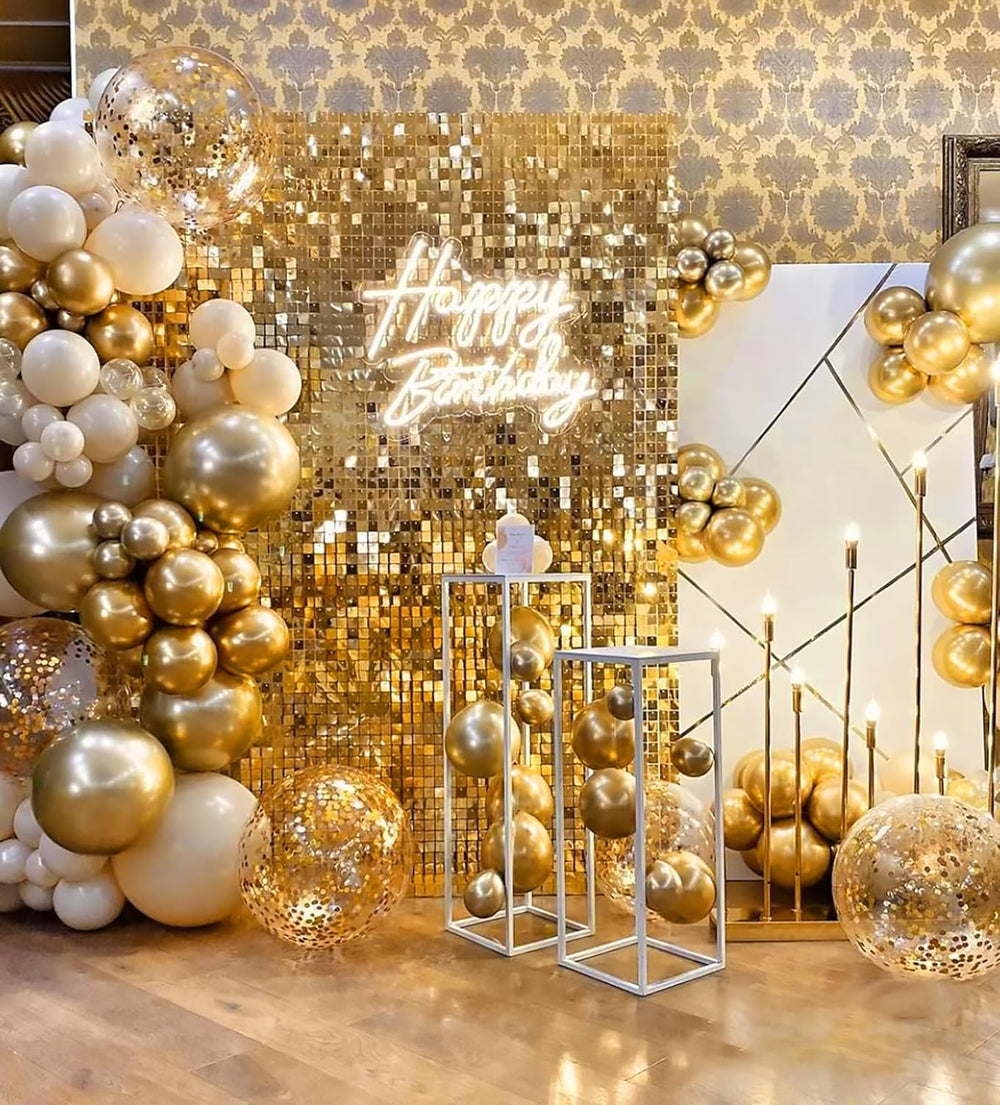 BAUANOOY gold balloons pair with black or white accents for chic color schemes.