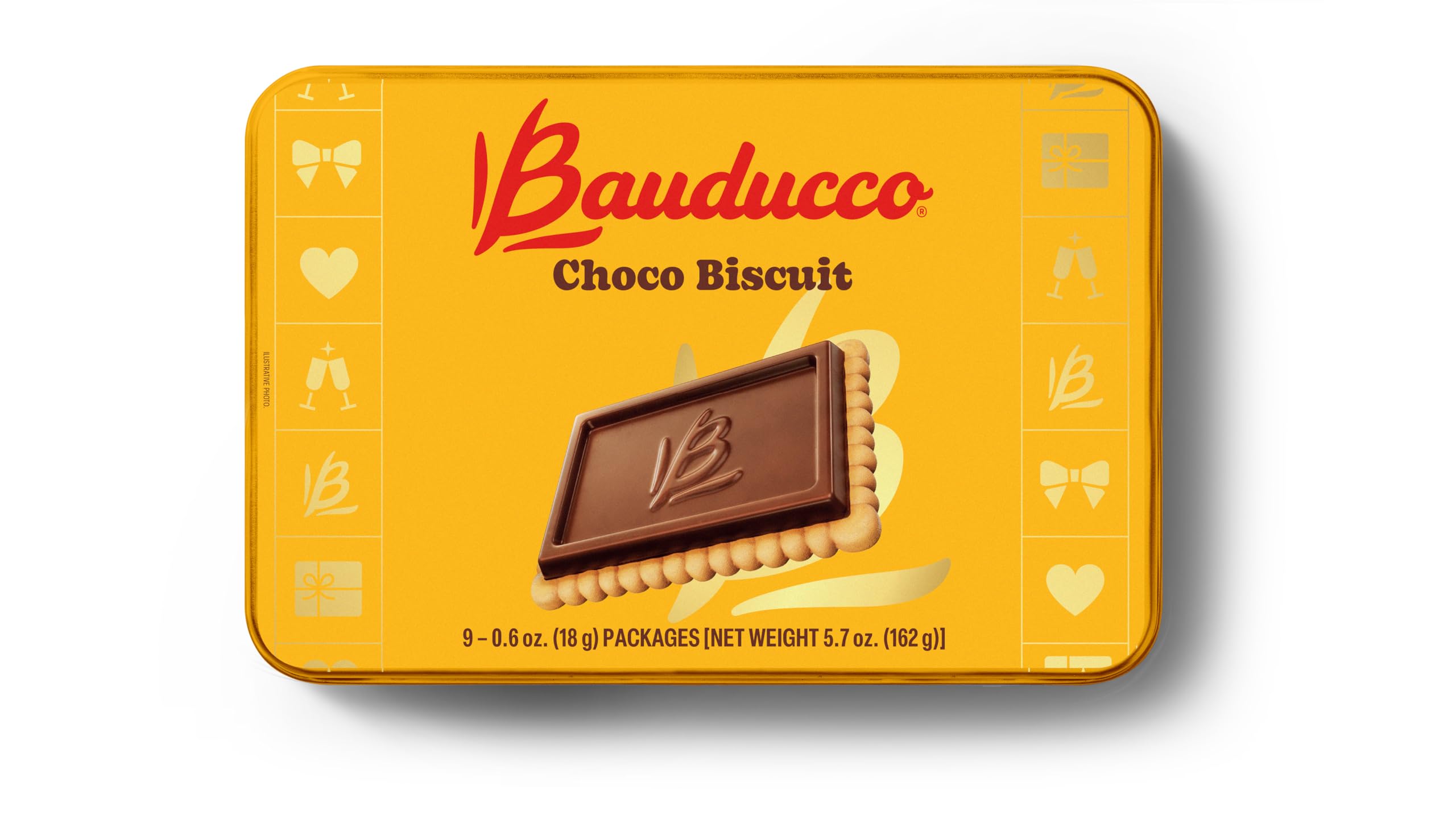 Bauducco Choco Biscuit Cookies in holiday tin, perfect for gifting during celebrations.