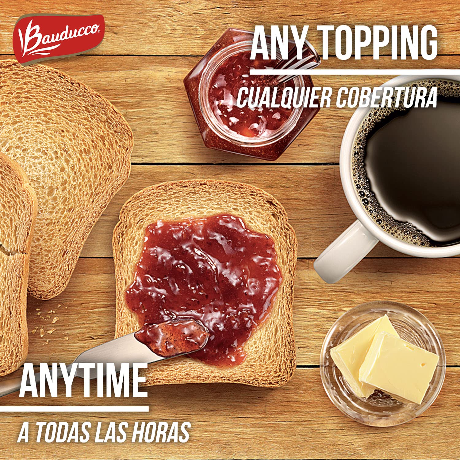 Bauducco Toast Original slices on a plate, breakfast-ready and ready to enjoy.