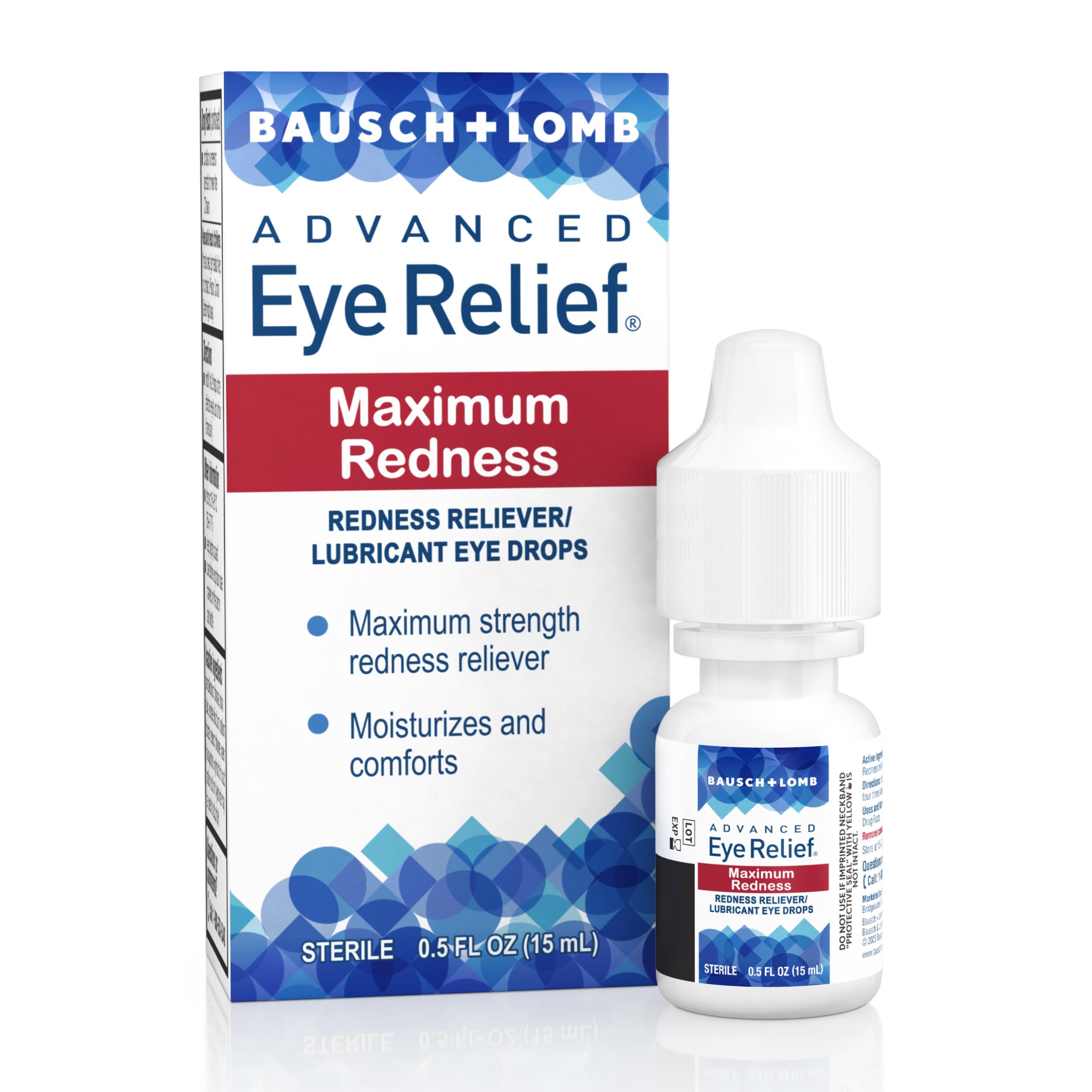 Bausch + Lomb Advanced Eye Relief bottle for redness and dryness relief.