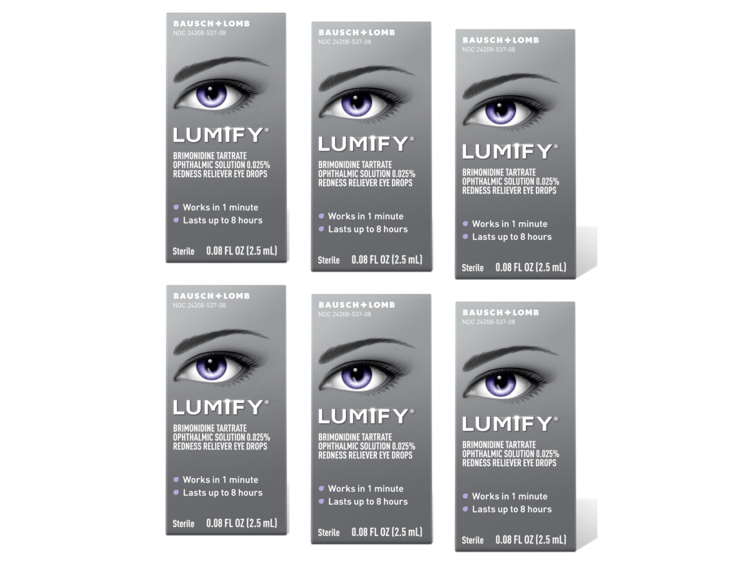 Bausch + Lomb Lumify bottle front showing fast redness relief for whiter-looking eyes.