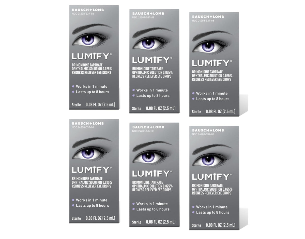 Bausch + Lomb Lumify bottle front showing fast redness relief for whiter-looking eyes.
