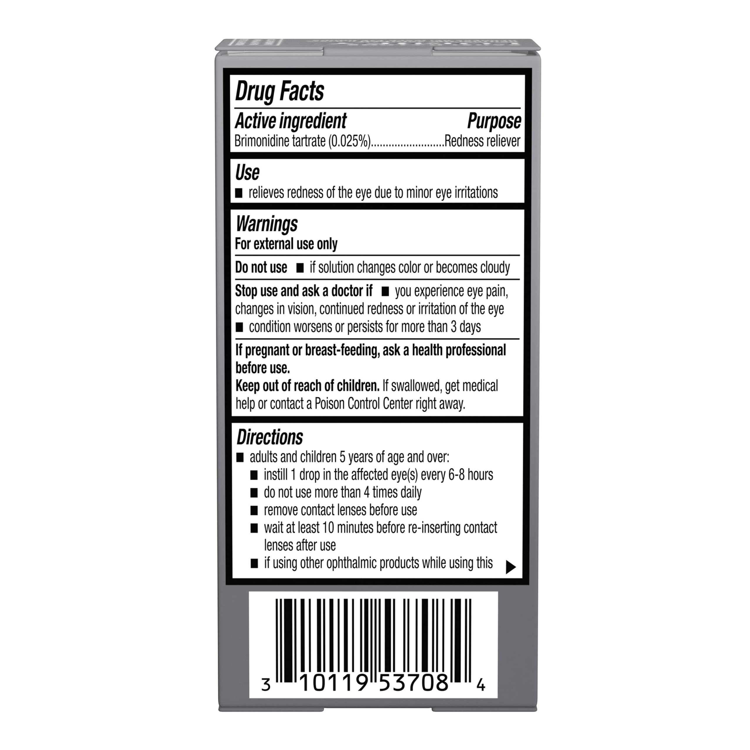Pack of six Lumify eye drops front view for multi-pack convenience.