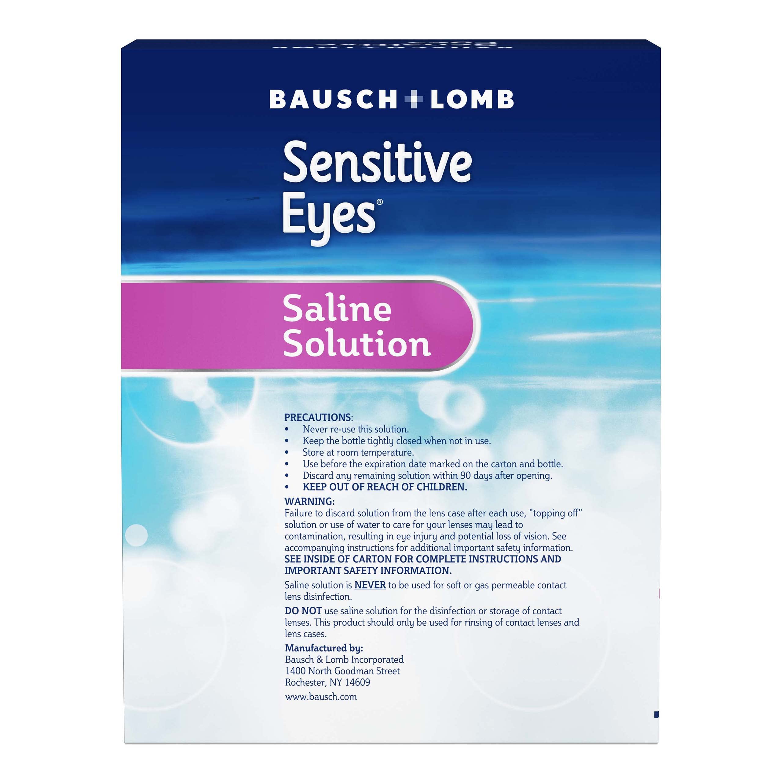 Bausch + Lomb Sensitive Eyes 2-pack on display for budget-friendly maintenance