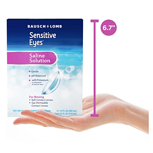 Bausch + Lomb Sensitive Eyes bottle on shelf with easy-to-read usage hints