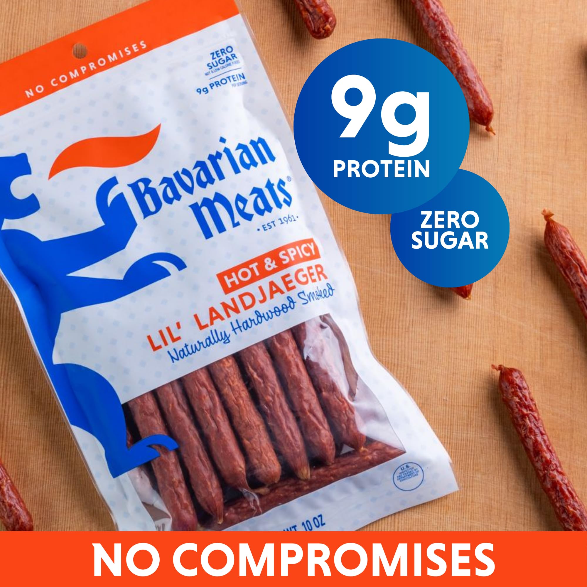 Bavarian Meats Lil' Landjaeger slices on plate highlight bold flavor