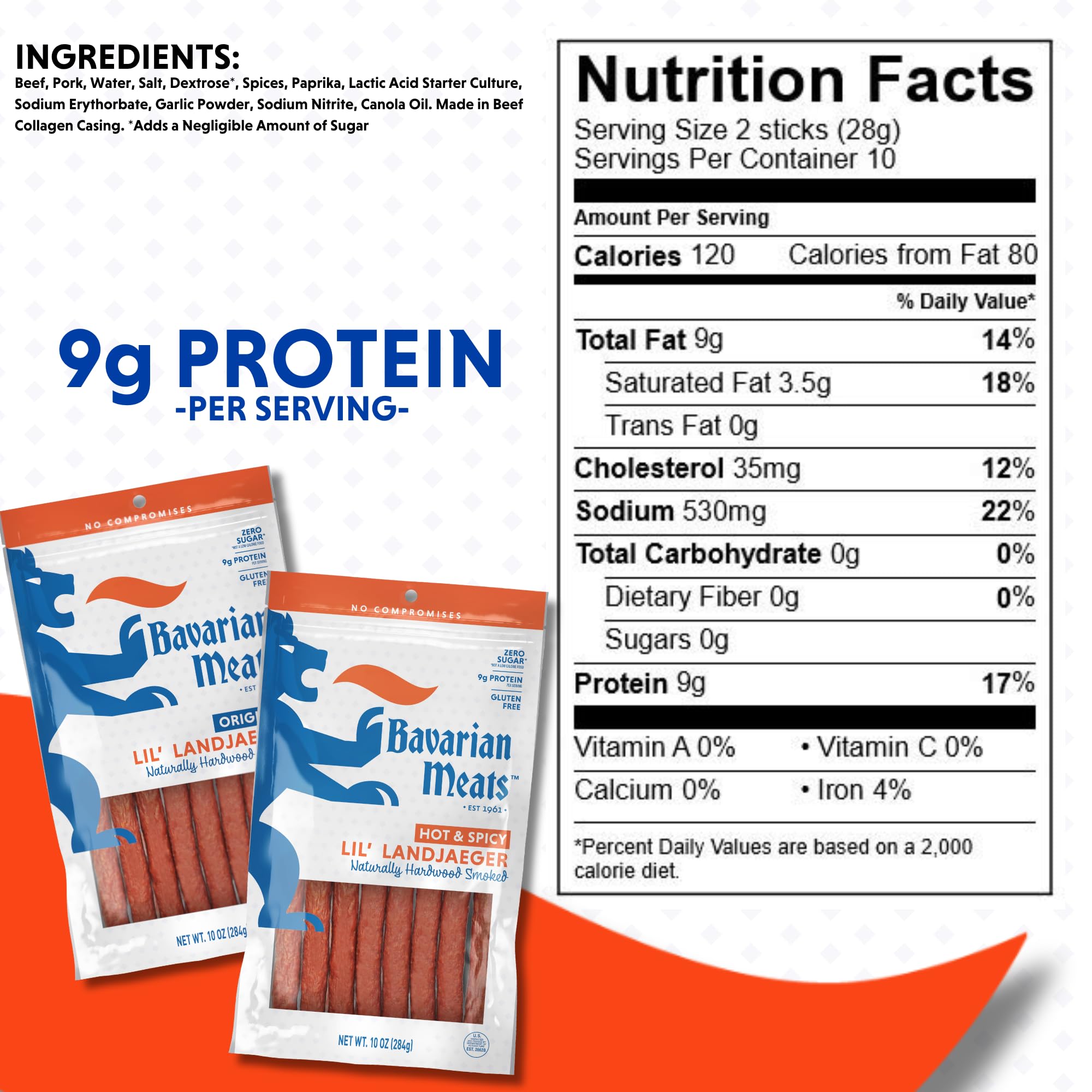 Lil' Landjaeger bite-size snack close-up; bold flavor for quick protein.