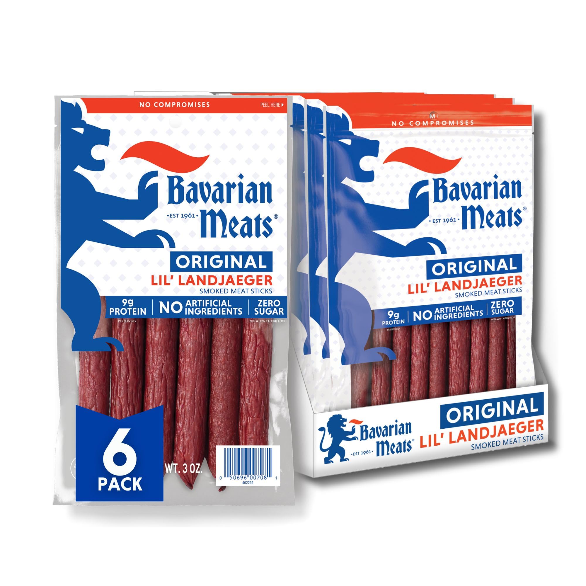 Bavarian Meats Lil’ Landjaeger snack sticks pack of six for on-the-go protein