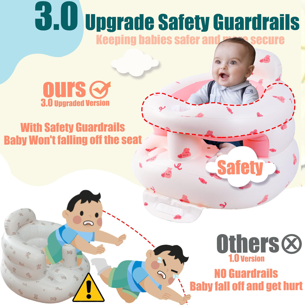 Bavbiiy inflatable baby seat guardrails side view highlighting safety support while sitting