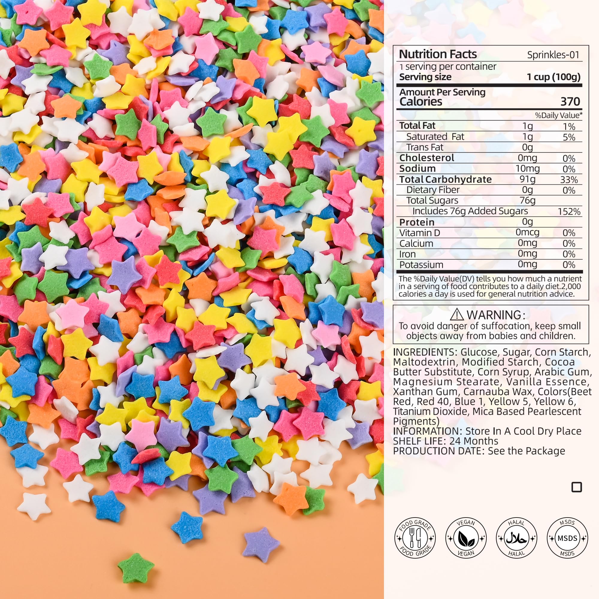 Bayep Rainbow Sprinkles on frosting adding vibrant color