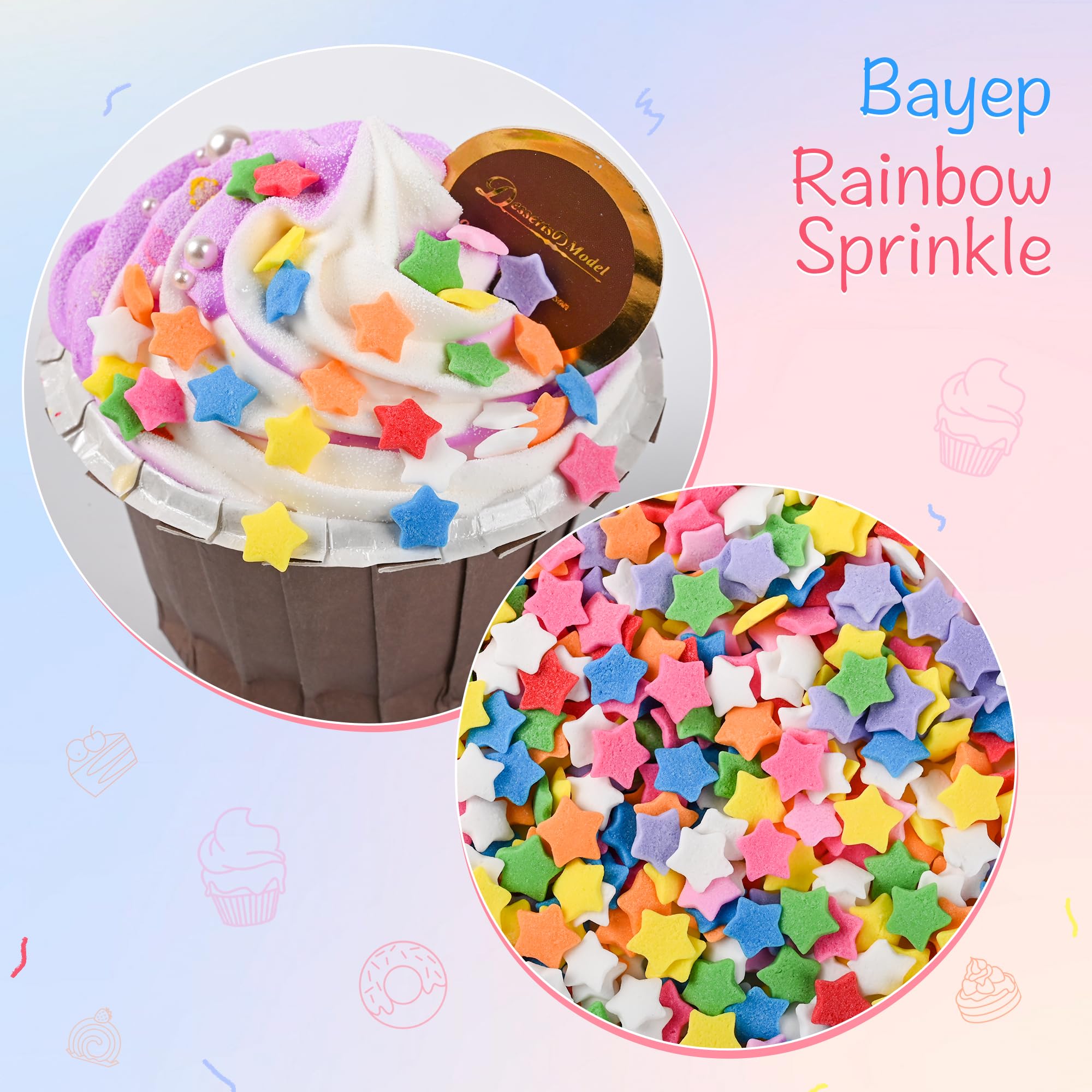 Bayep Rainbow Sprinkles on ice cream for cheerful toppings