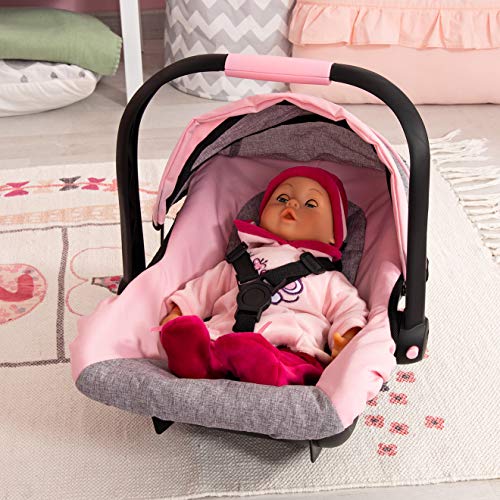 Butterfly detail and modern pink-grey styling enhance doll collection