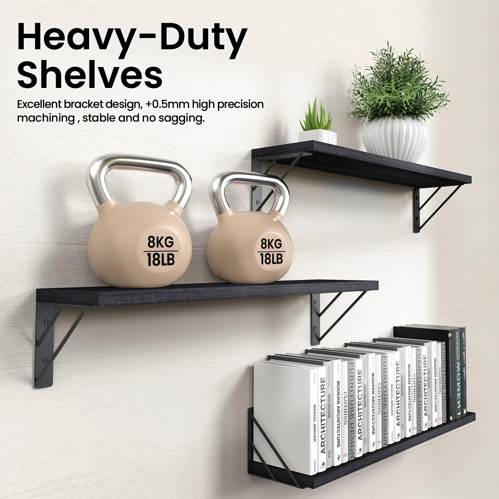 BAYKA easy-install floating shelves ready for quick wall mounting