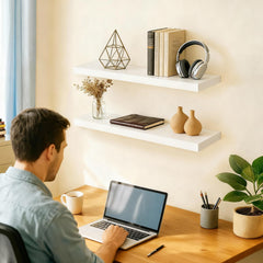 BAYKA white 22.5-inch wall-mount display with hardware for quick installation.