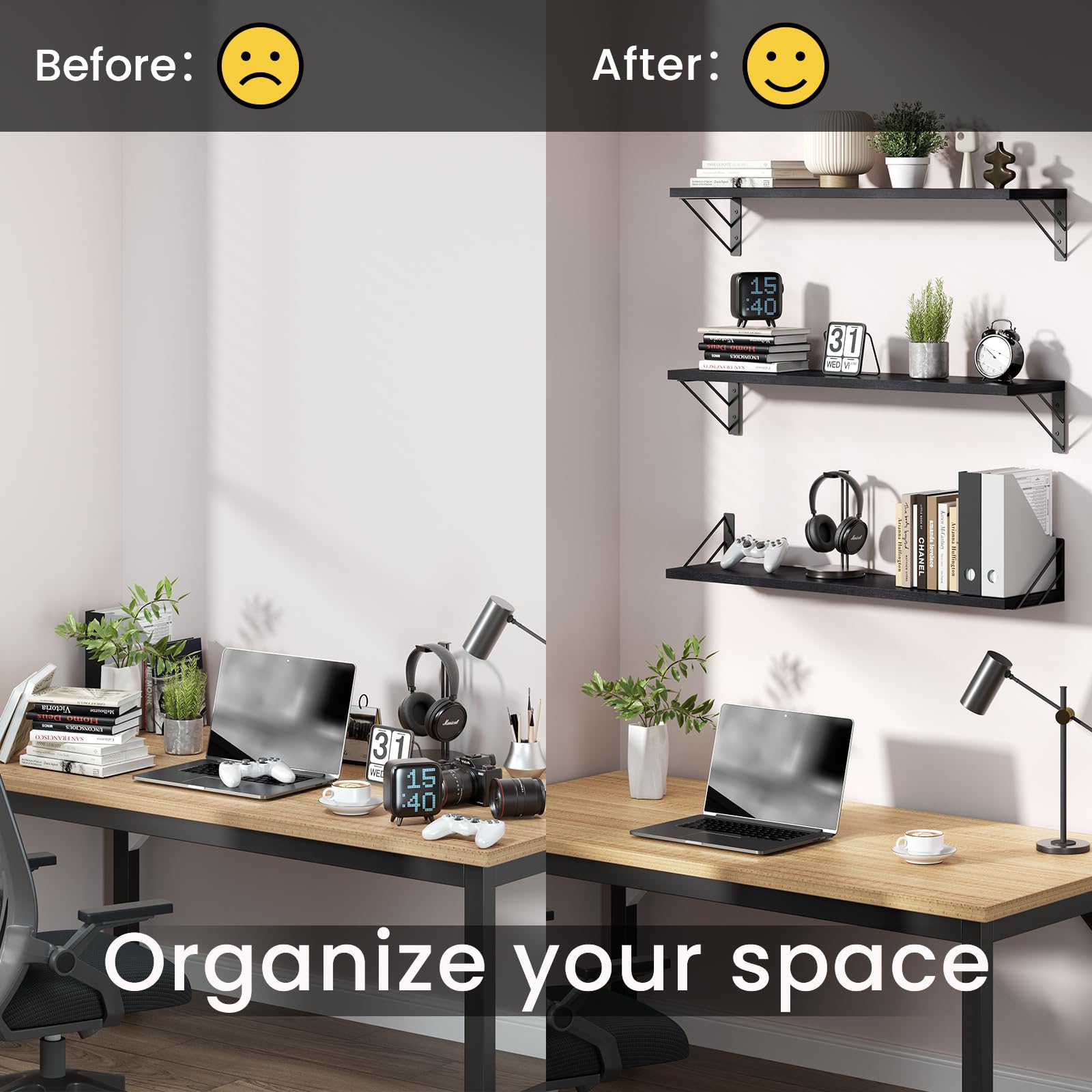 BAYKA black shelves suited for man cave or hobby room display