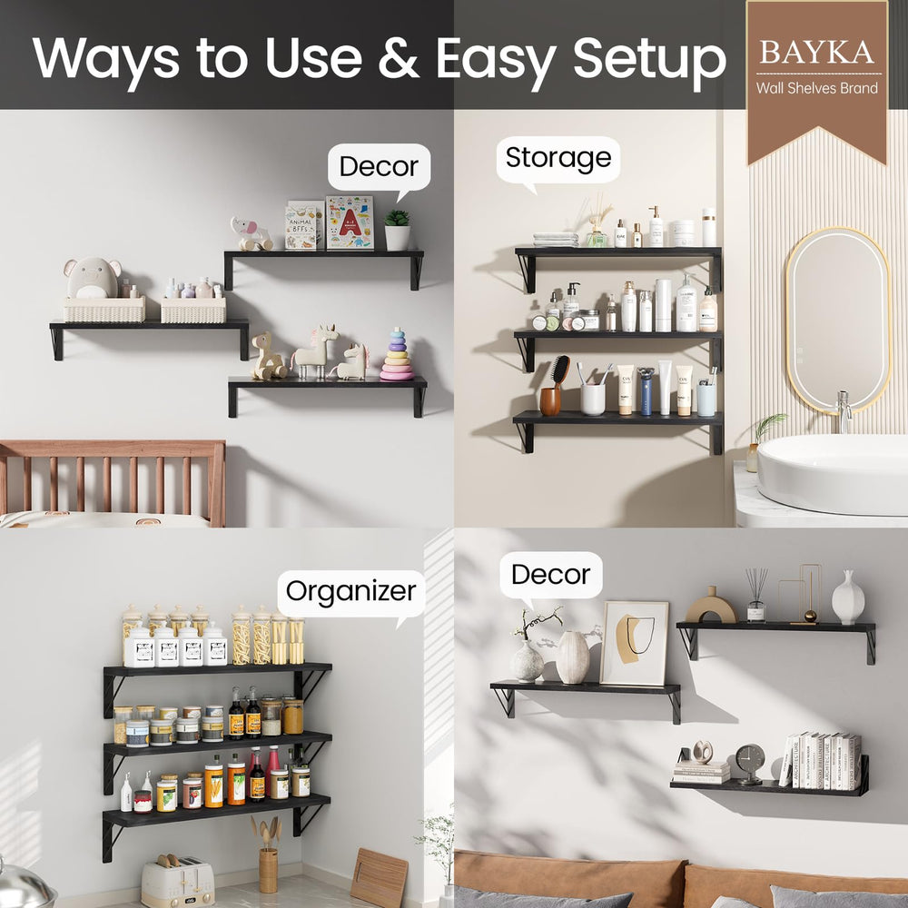 BAYKA small-space shelves organized for living room or bedroom display