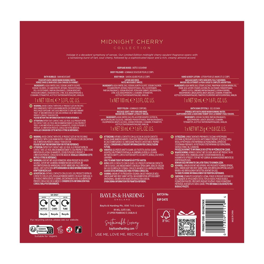 Baylis & Harding Midnight Cherry body exfoliator for smooth skin.