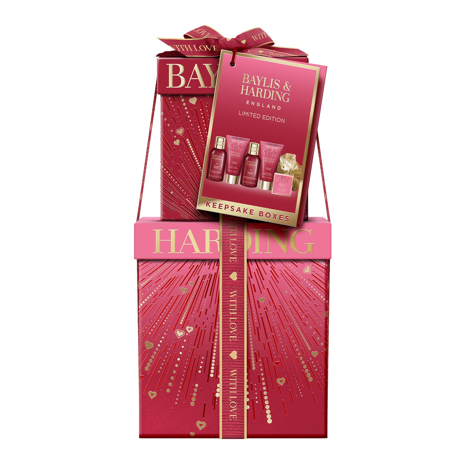 Baylis & Harding Midnight Cherry body wash for a pampering shower ritual.