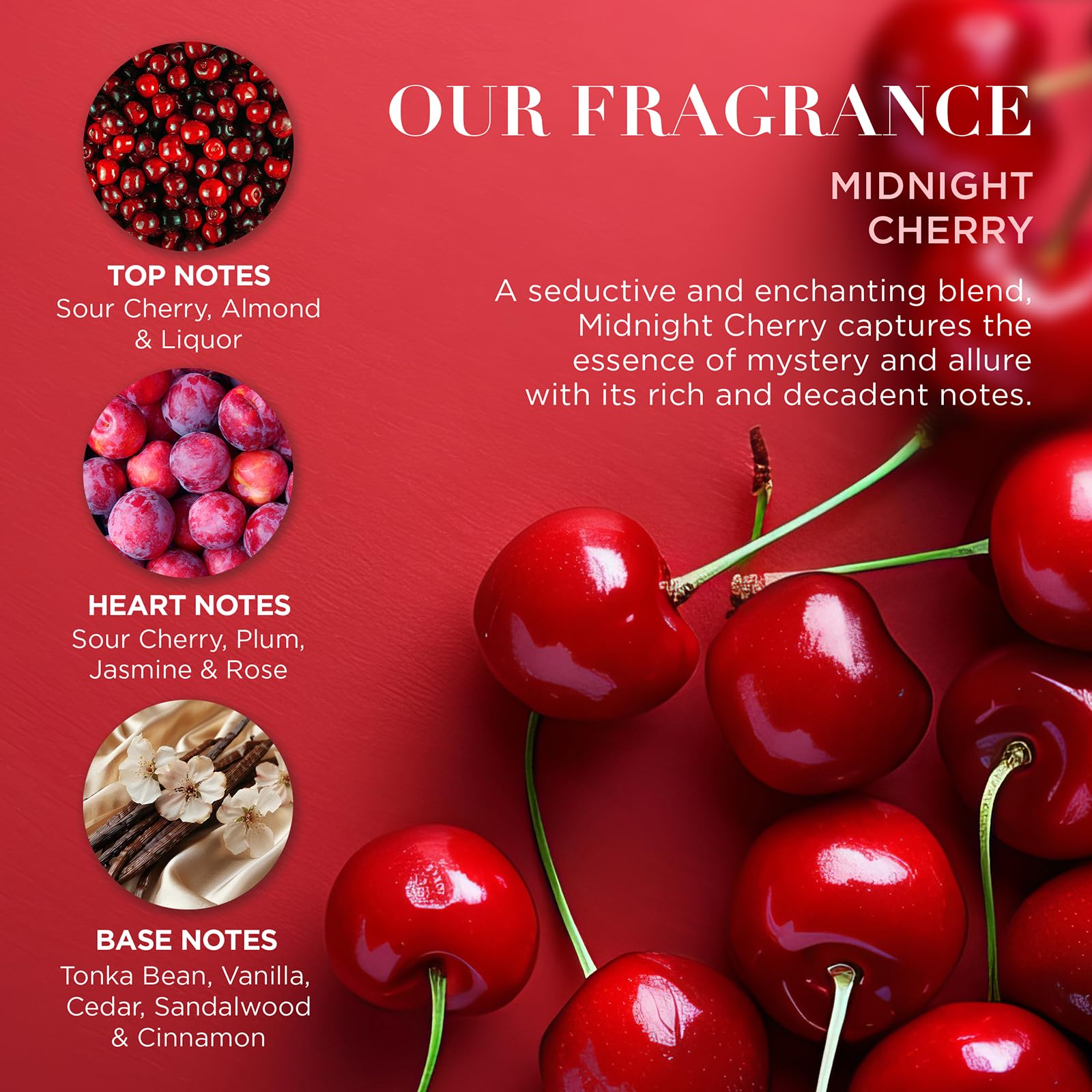 Baylis & Harding Midnight Cherry hand and body lotion for moisturized skin.