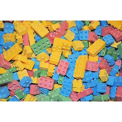 Close-up of the chewy texture of Bayside Candy Candy Blocks for a fun bite.