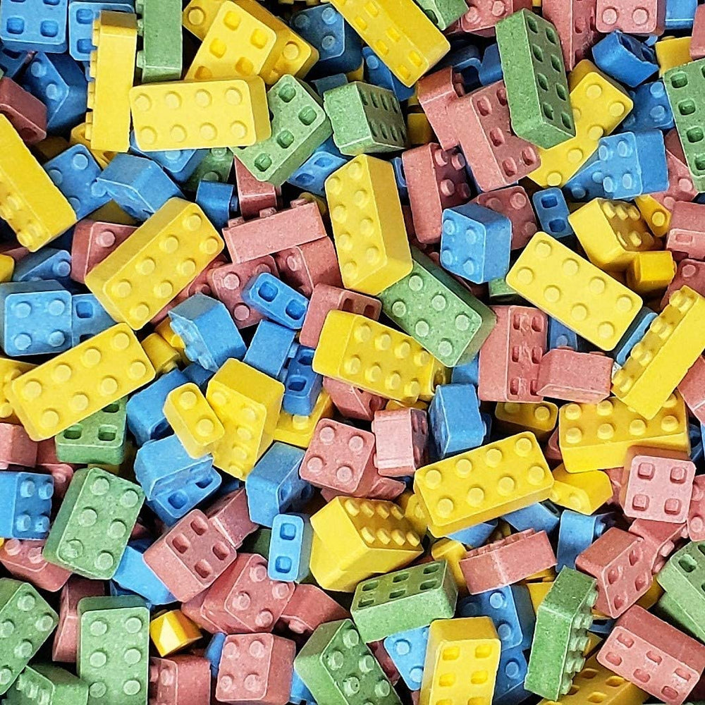Display of Bayside Candy Candy Blocks as party favors for celebrations.