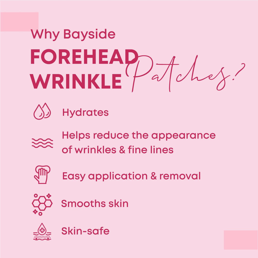 Bayside self-care setup with eye patches and face tape complements forehead patches for a cohesive routine.