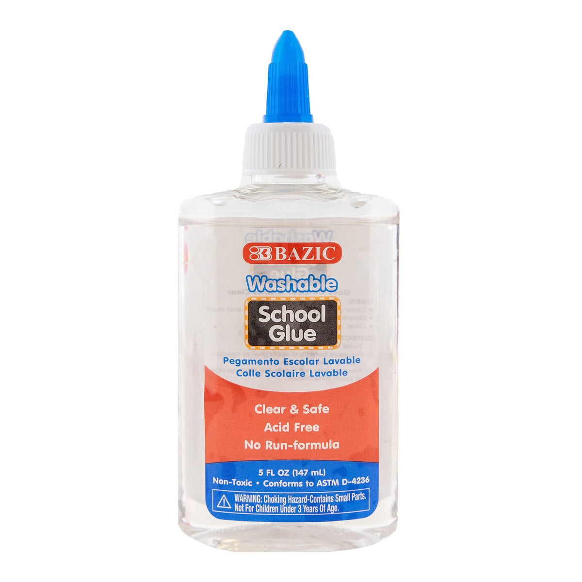 Bazic 5 Oz washable clear glue bottle pour demonstrates smooth application for clean bonding.