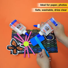 Bazic 5 Oz washable clear glue drying clear image highlights fast-drying translucent projects.