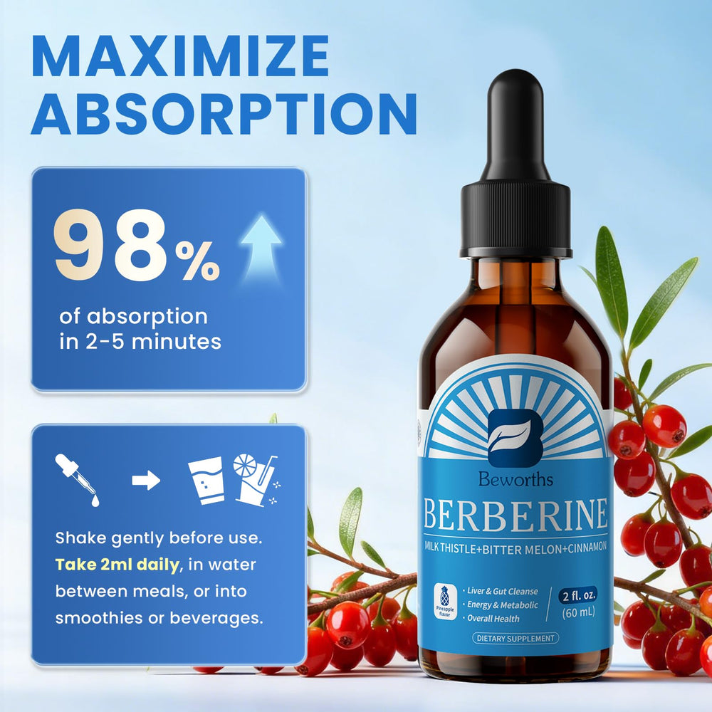 Glass of water with Berberine drops for easy mixing