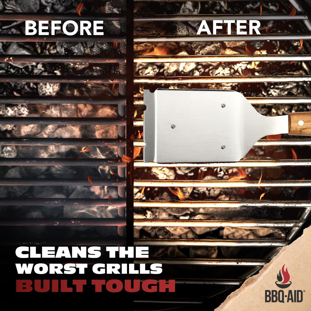 BBQ-AID cleaning porcelain grill surface with the brush in action.