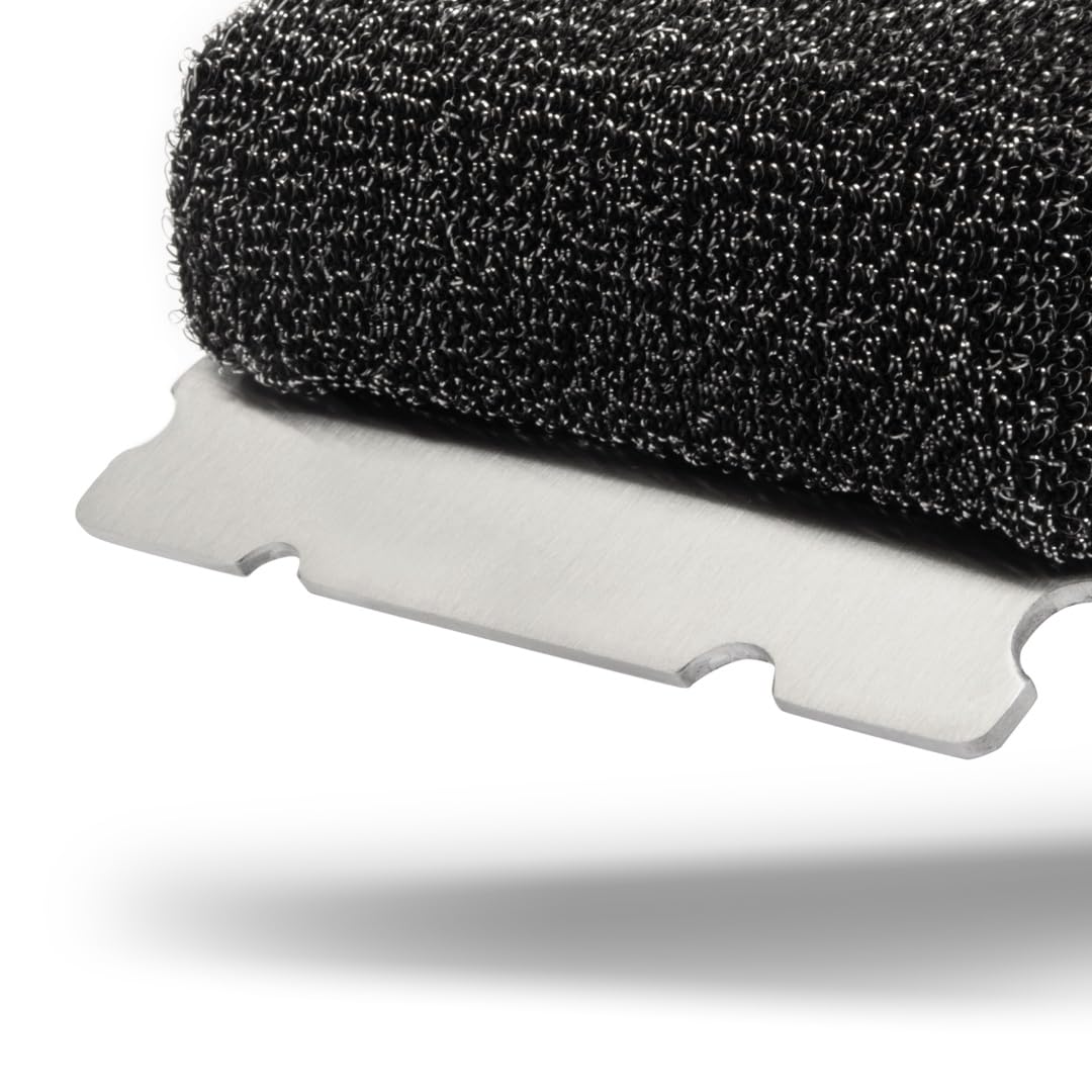 BBQ-AID two-handed grip secures control during stubborn residue removal.