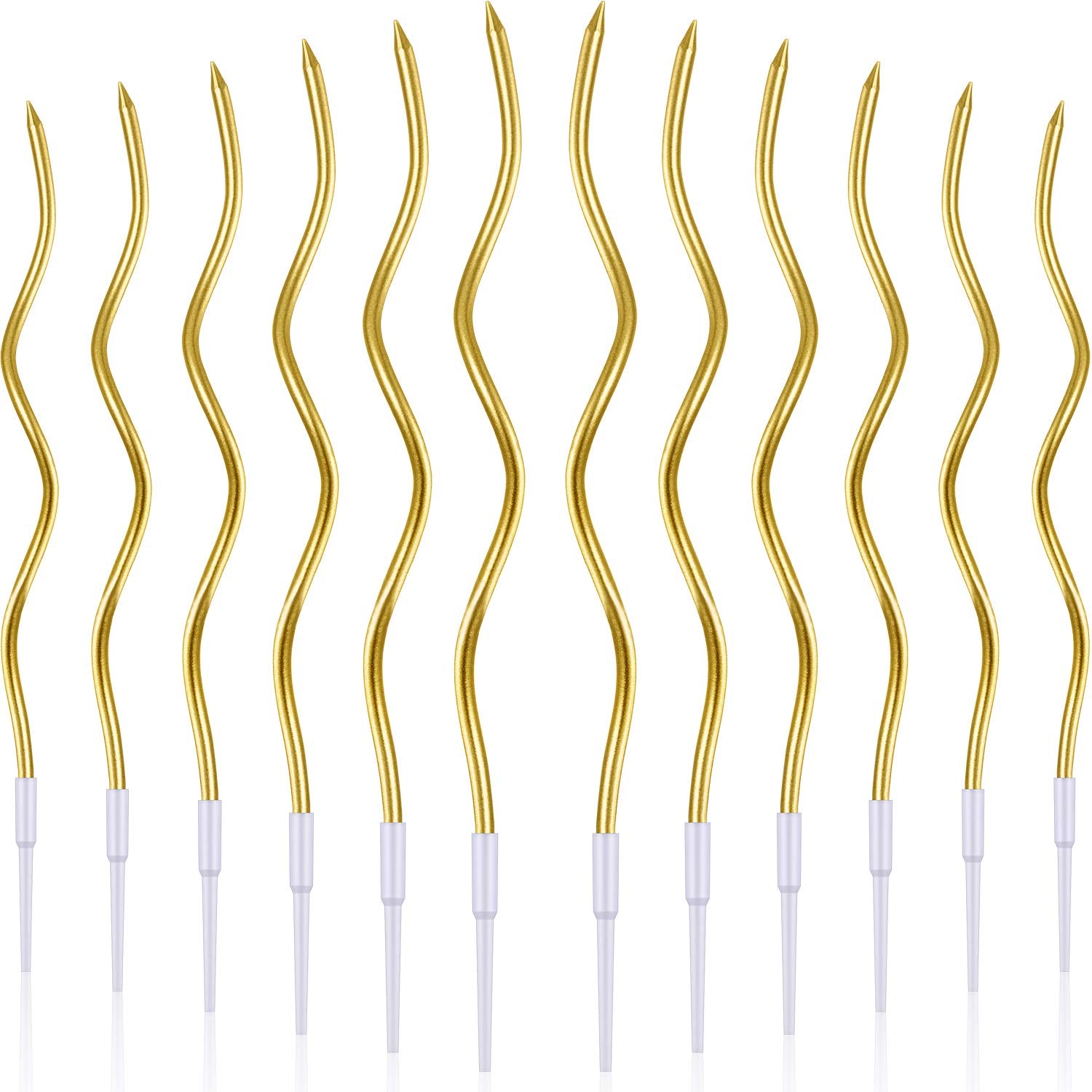 BBTO twisted birthday candles with gold spiral design for festive cake decorating