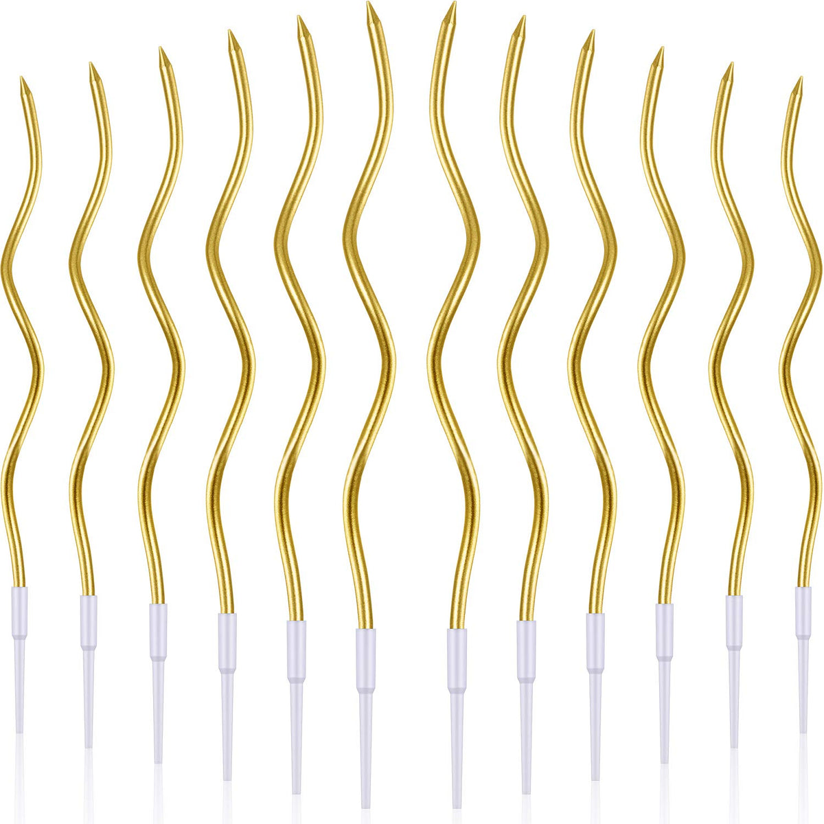 BBTO twisted birthday candles with gold spiral design for festive cake decorating