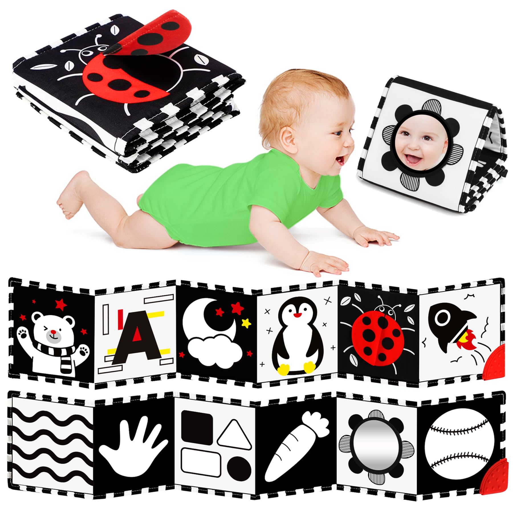 BBWOO high-contrast toy cover patterns support early visual exploration.