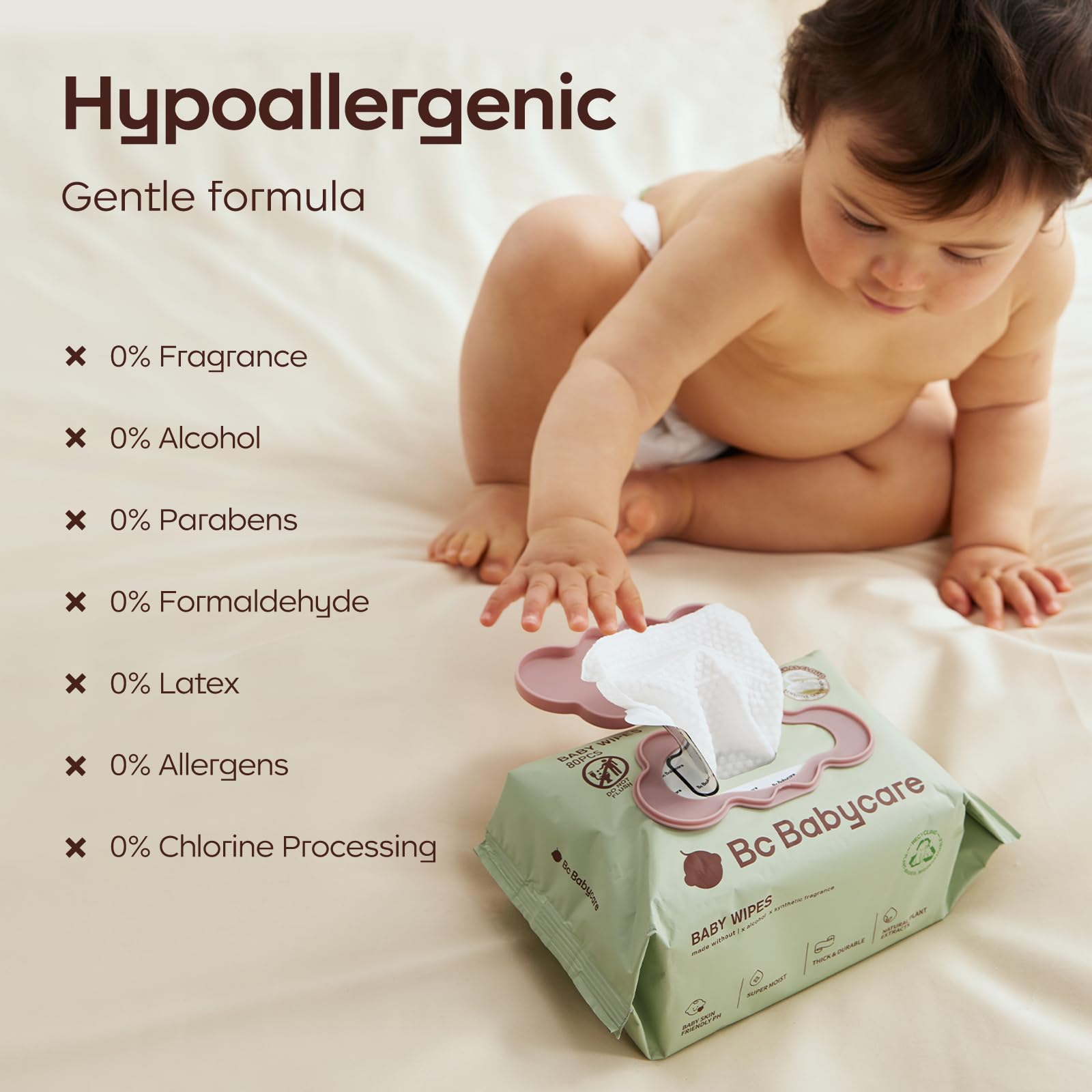 Bc Babycare Cloud Moist Wipes unscented option ideal for sensitive skin comfort.