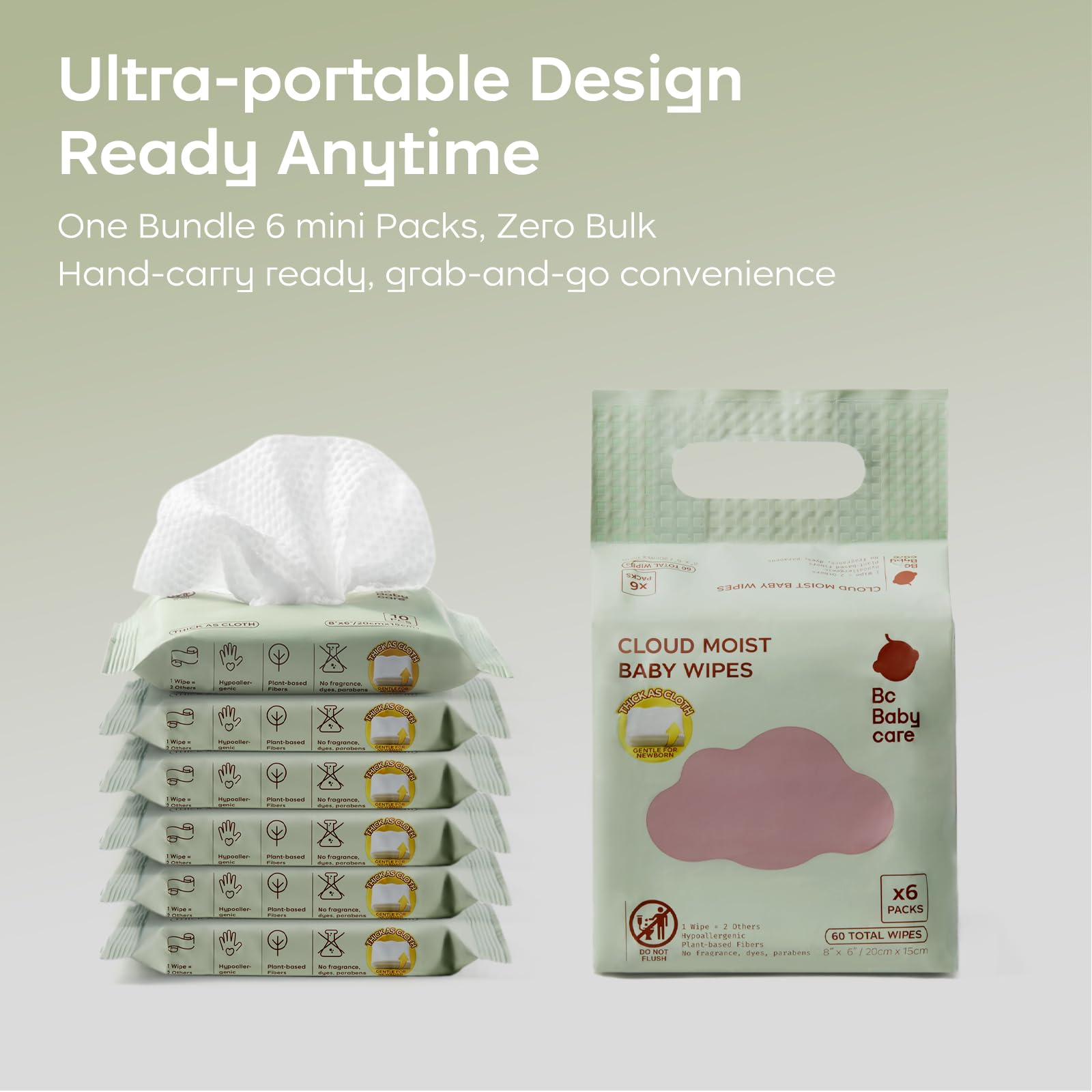 Bc Babycare high-moisture wipe keeps baby skin refreshed without excess moisture.
