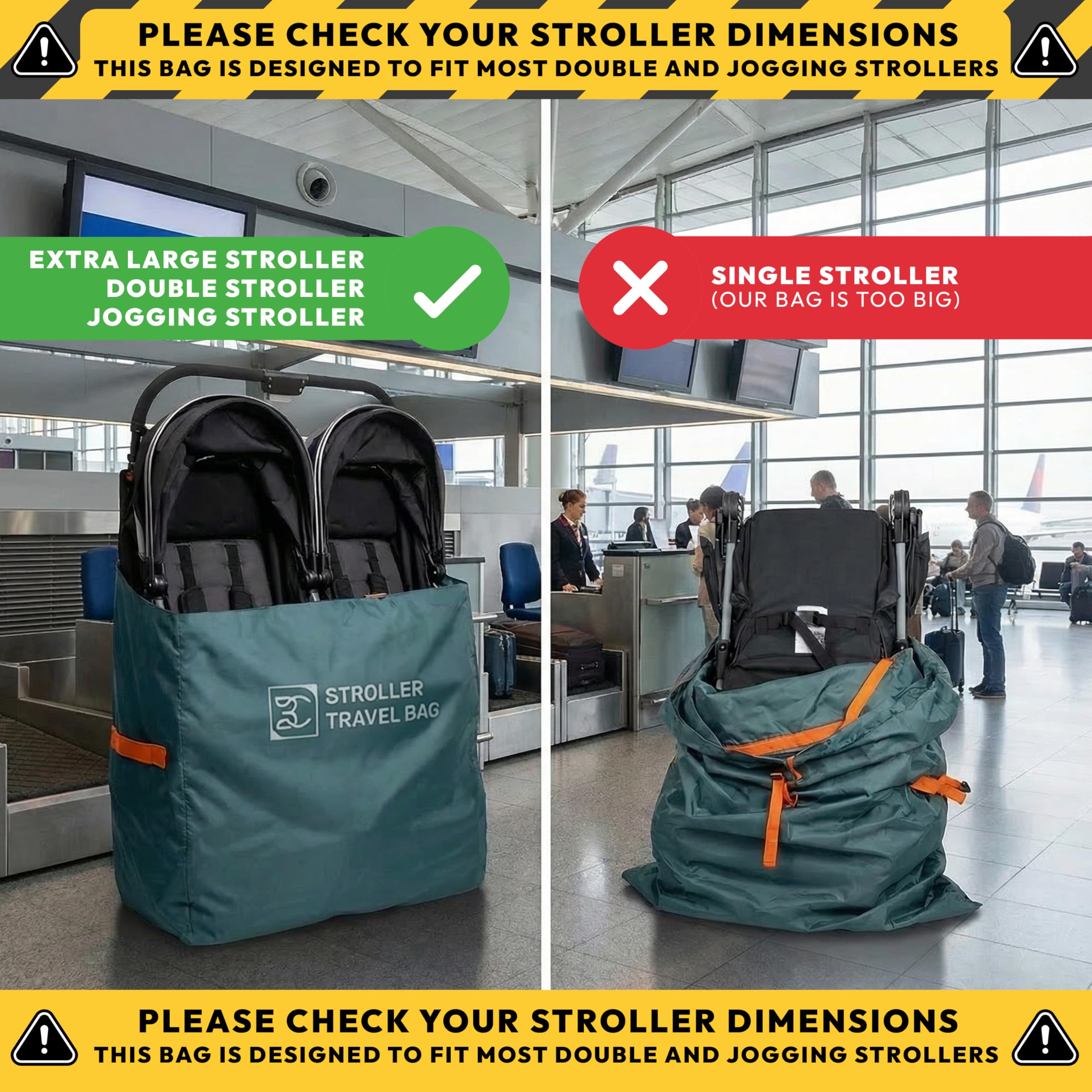 BC Extra Large Stroller Bag with easy drawstring closure for quick access